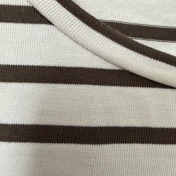 Boden Striped grayish green and White Women's puffed sleeve Top - size 4 - Picture 5 of 6